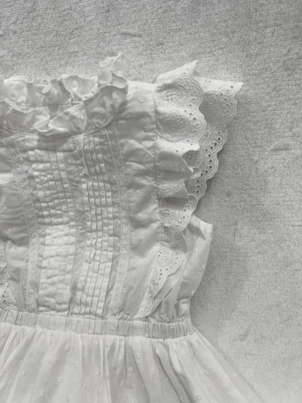 Janie and Jack Pintuck Eyelet Dress Summer Ruffle Detail Size 5 Special Occasion - Picture 8 of 14